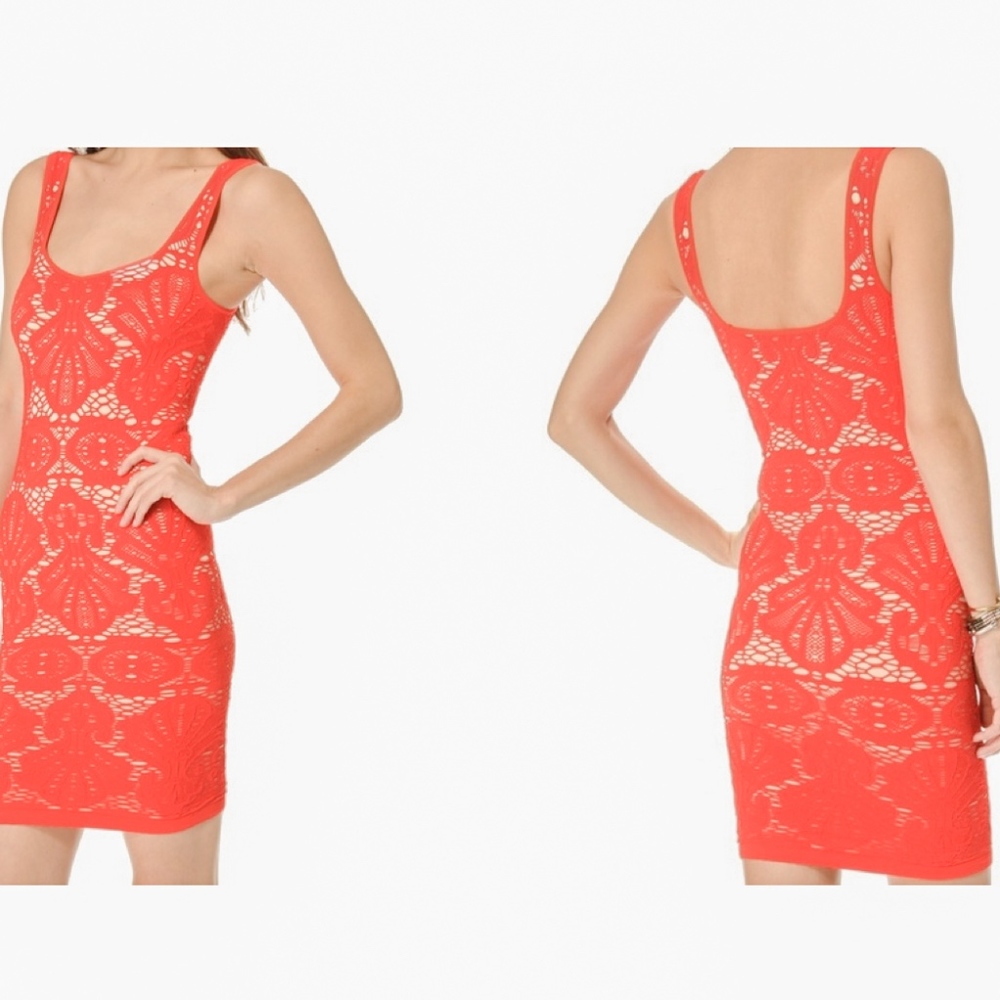 Free People Bodycon Coral Crochet Dress